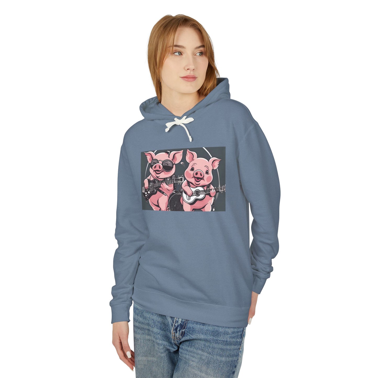 Pig Rock Band - Unisex Lightweight Hooded Sweatshirt