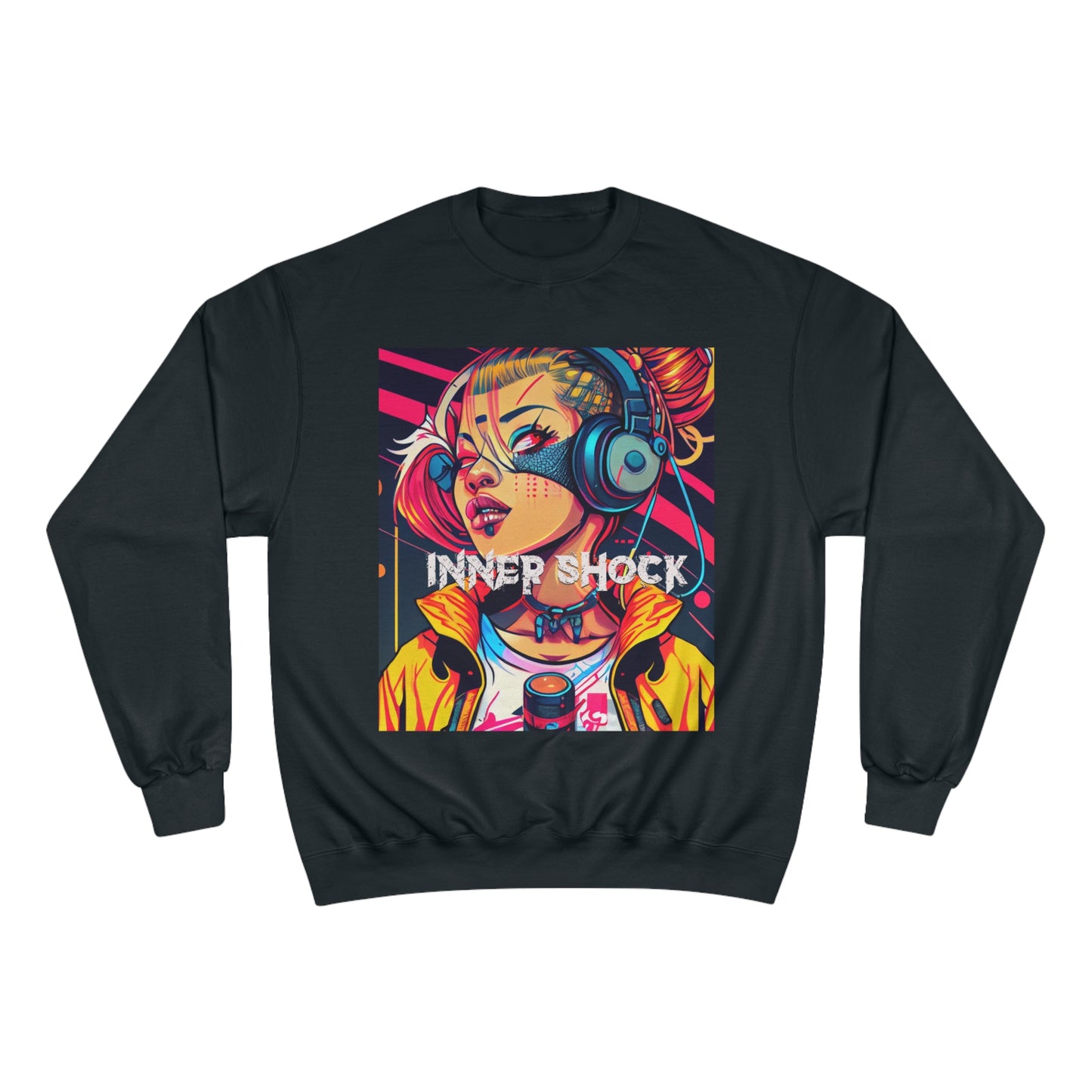 Inner Shock - Young Hip Girl with Headphones Champion Sweatshirt