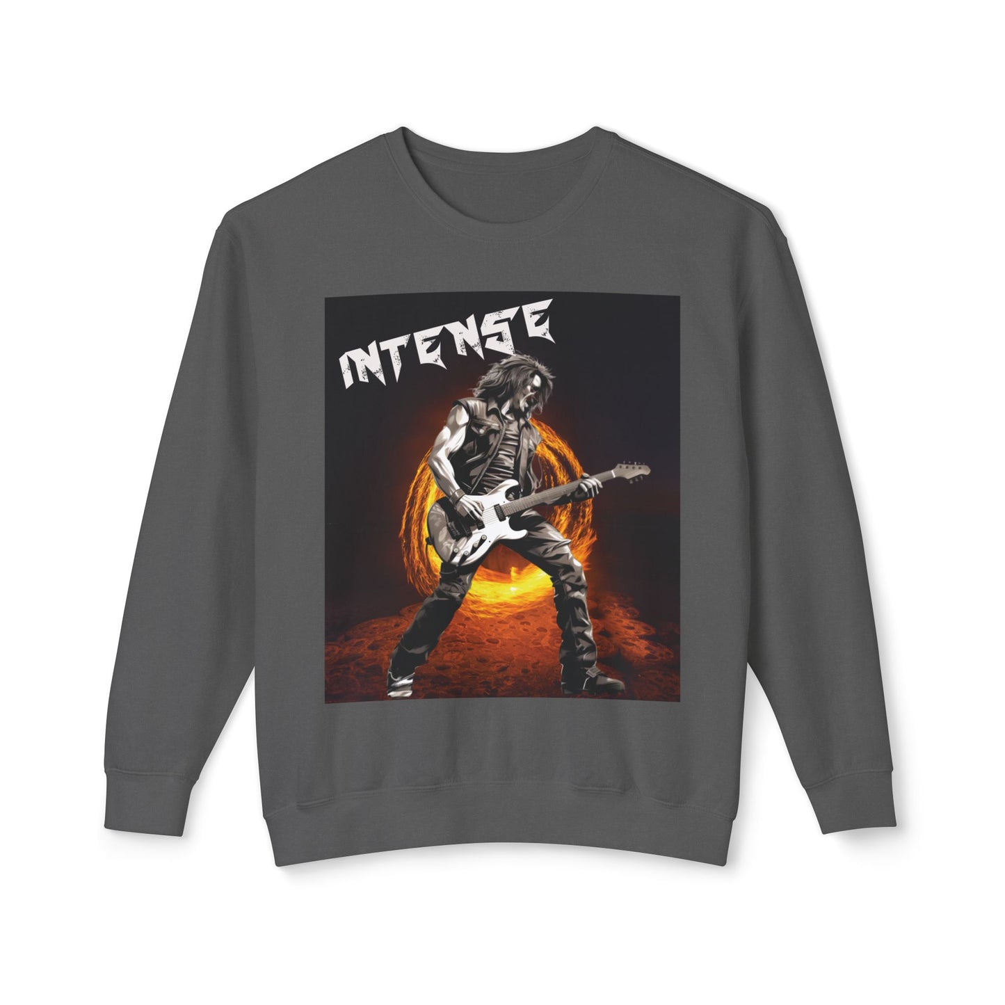 Intense Guitarist - Unisex Lightweight Crewneck Sweatshirt