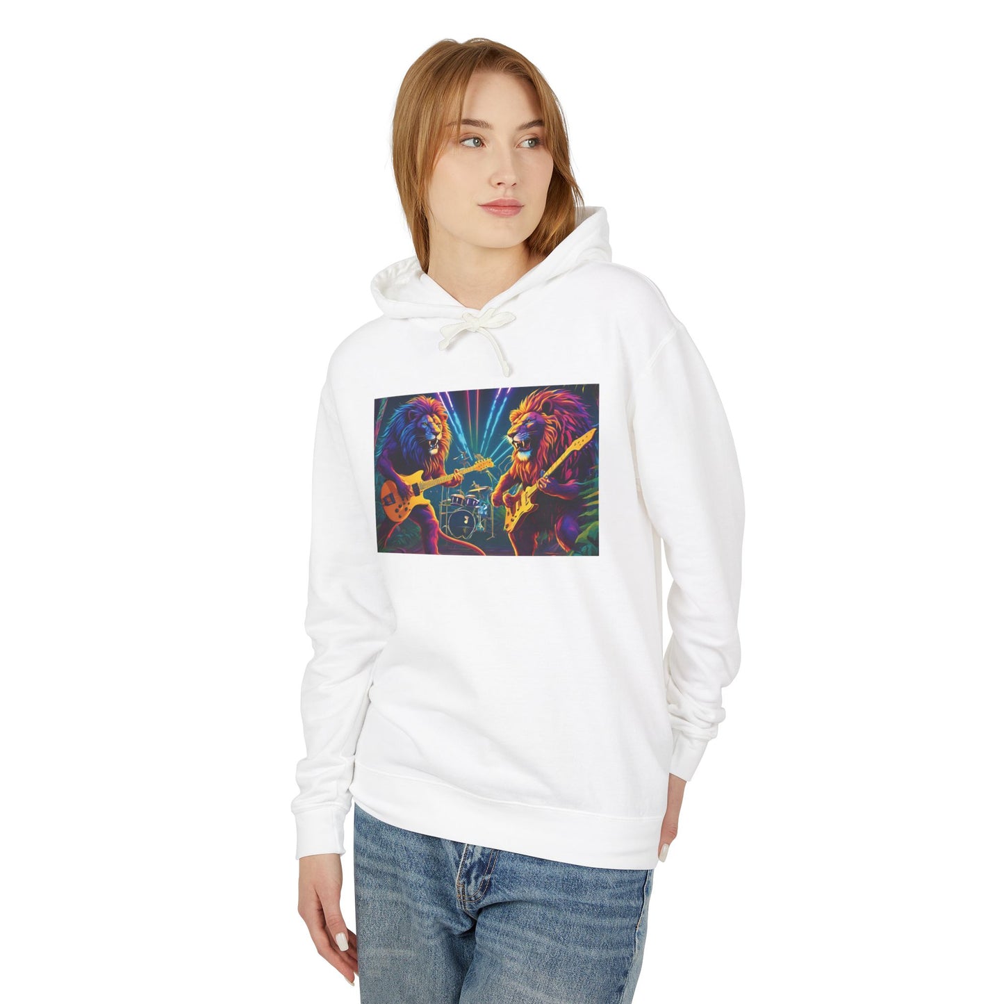 Lion's Rock Band - Unisex Lightweight Hooded Sweatshirt