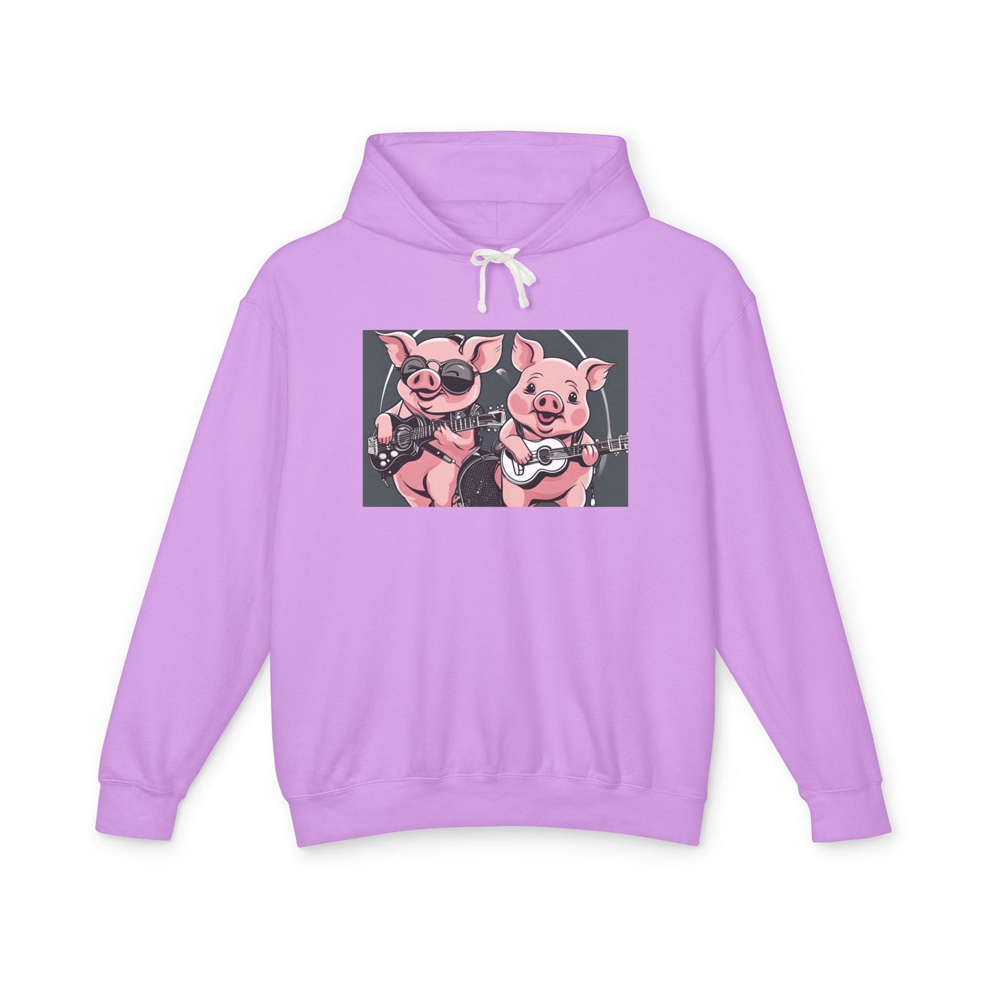 Pig Rock Band - Unisex Lightweight Hooded Sweatshirt