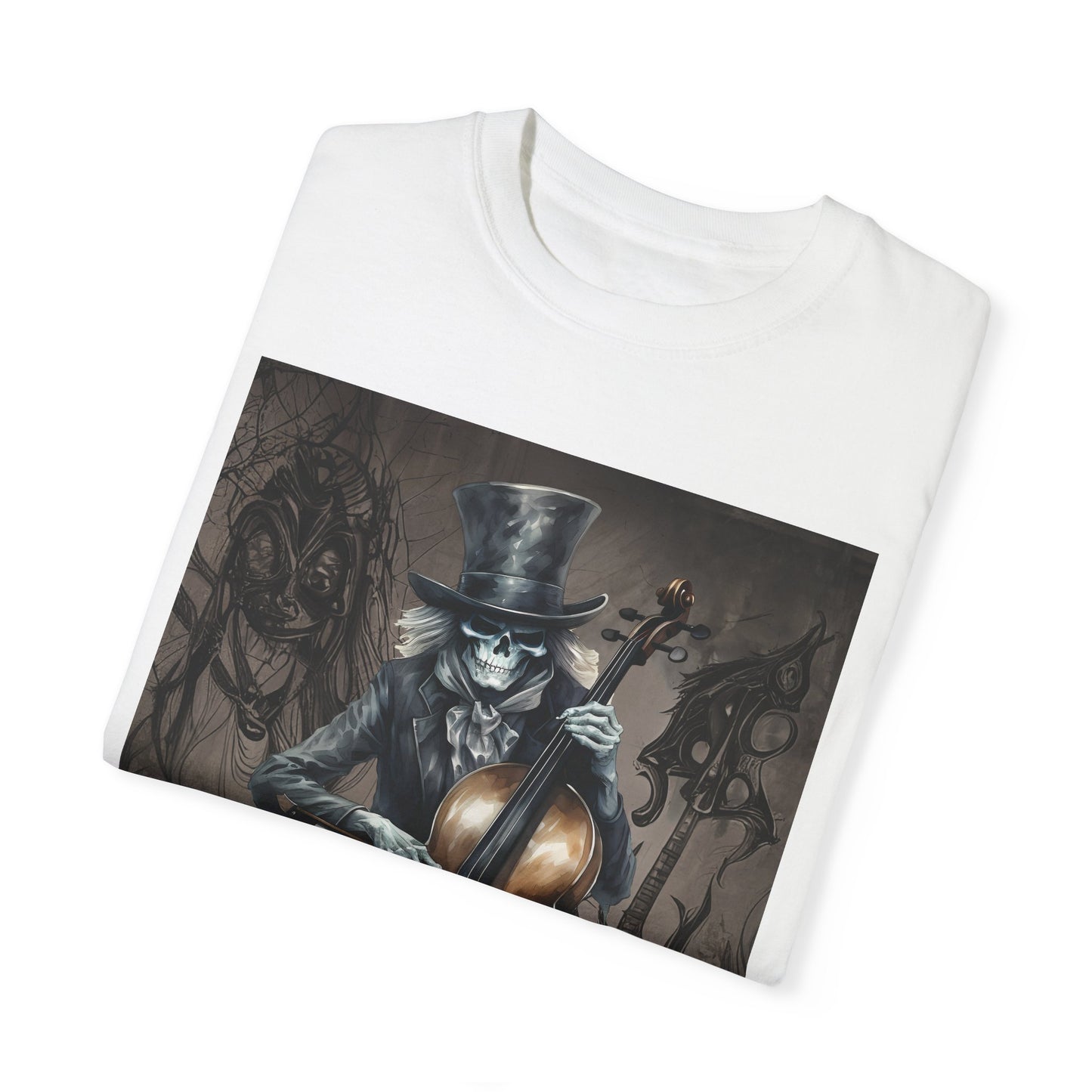 Shred Till I'm Dead - Cello Skeleton Player - Unisex Garment-Dyed T-shirt