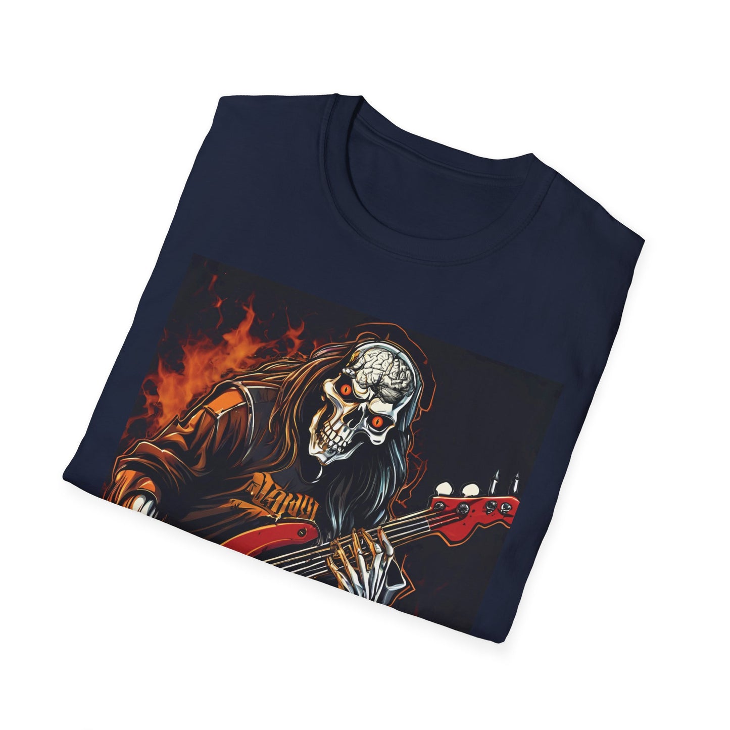 Thrash Metal - Fire Bass Player - Unisex Softstyle T-Shirt