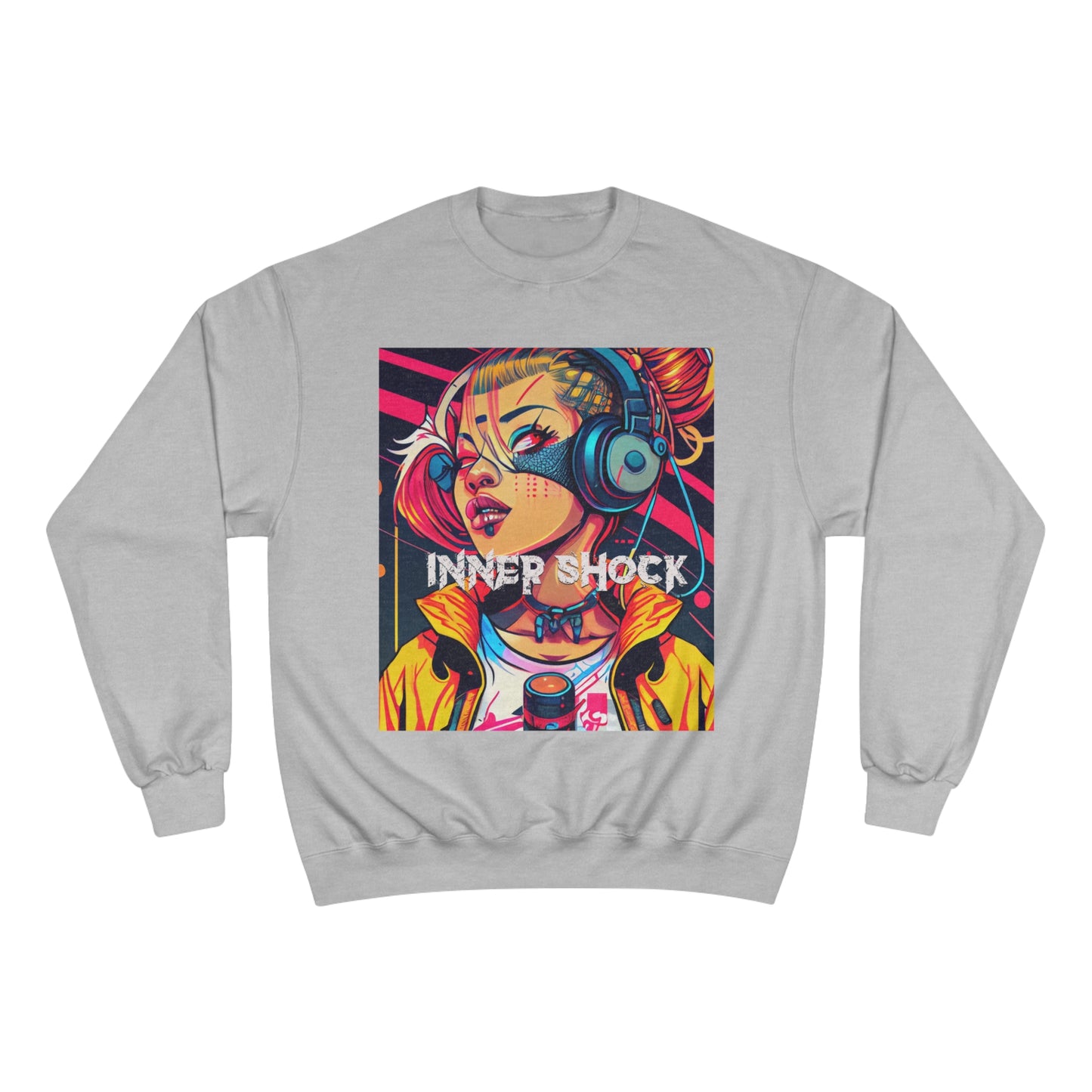 Inner Shock - Young Hip Girl with Headphones Champion Sweatshirt