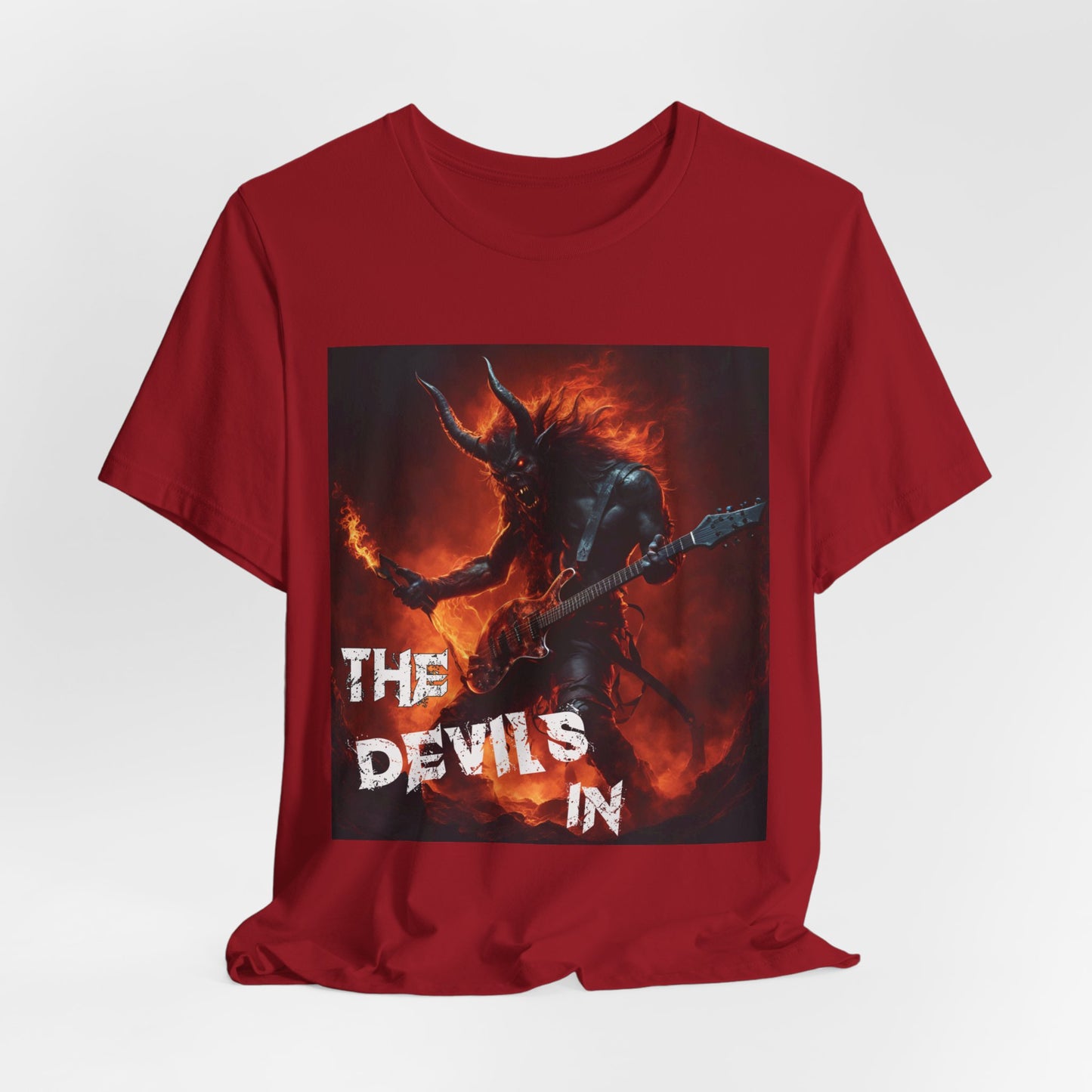 The Devils In - Fire Demon Guitar & Torch - Unisex Jersey Short Sleeve Tee