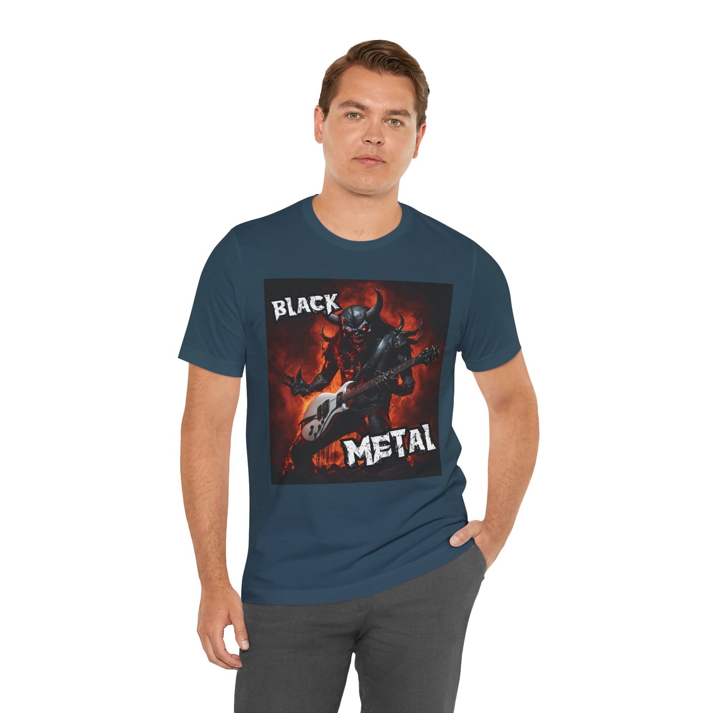 Black Metal - Guitar Player - Unisex Jersey Short Sleeve Tee