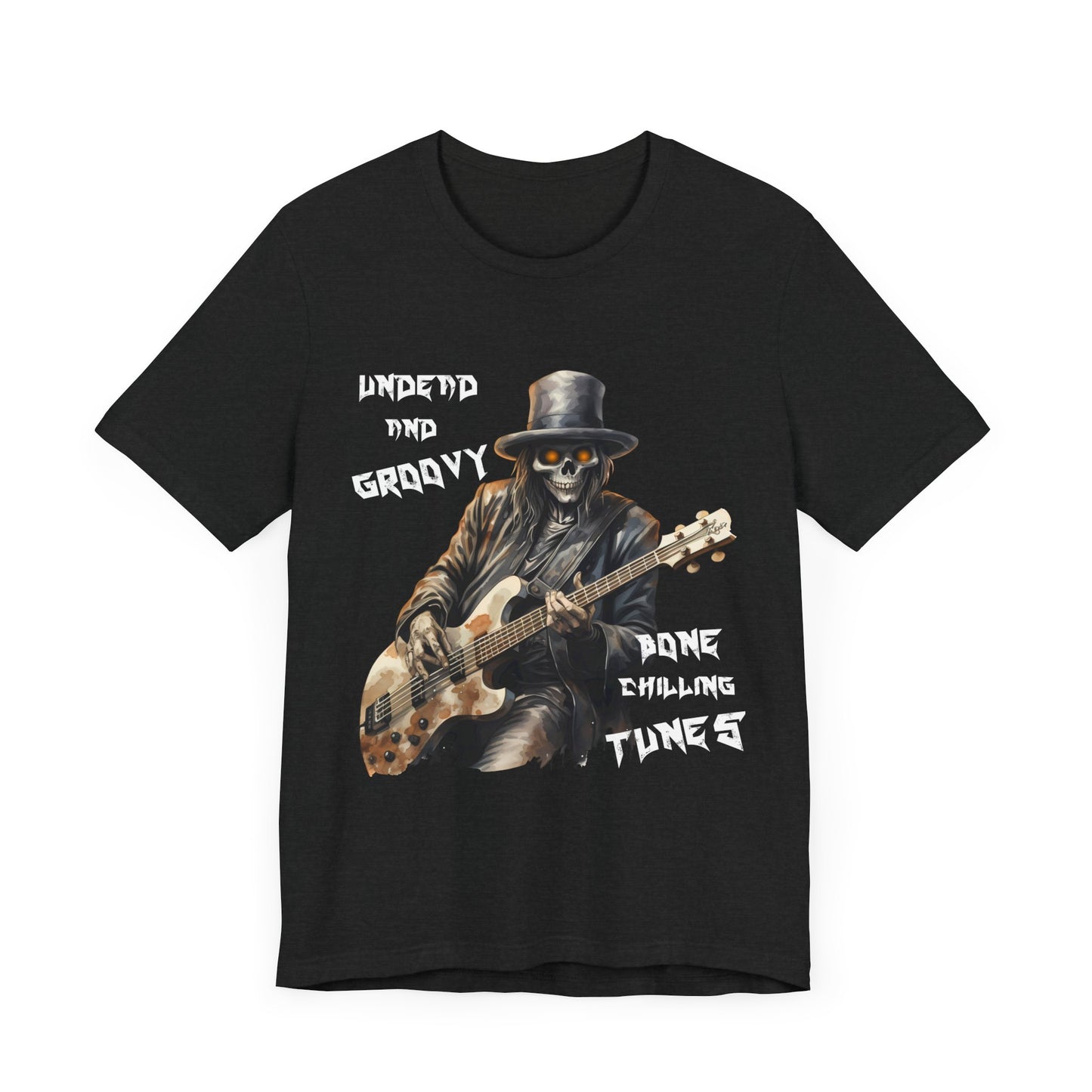 Undead and Groovy - Skeleton Guitar Player Unisex Jersey Short Sleeve Tee