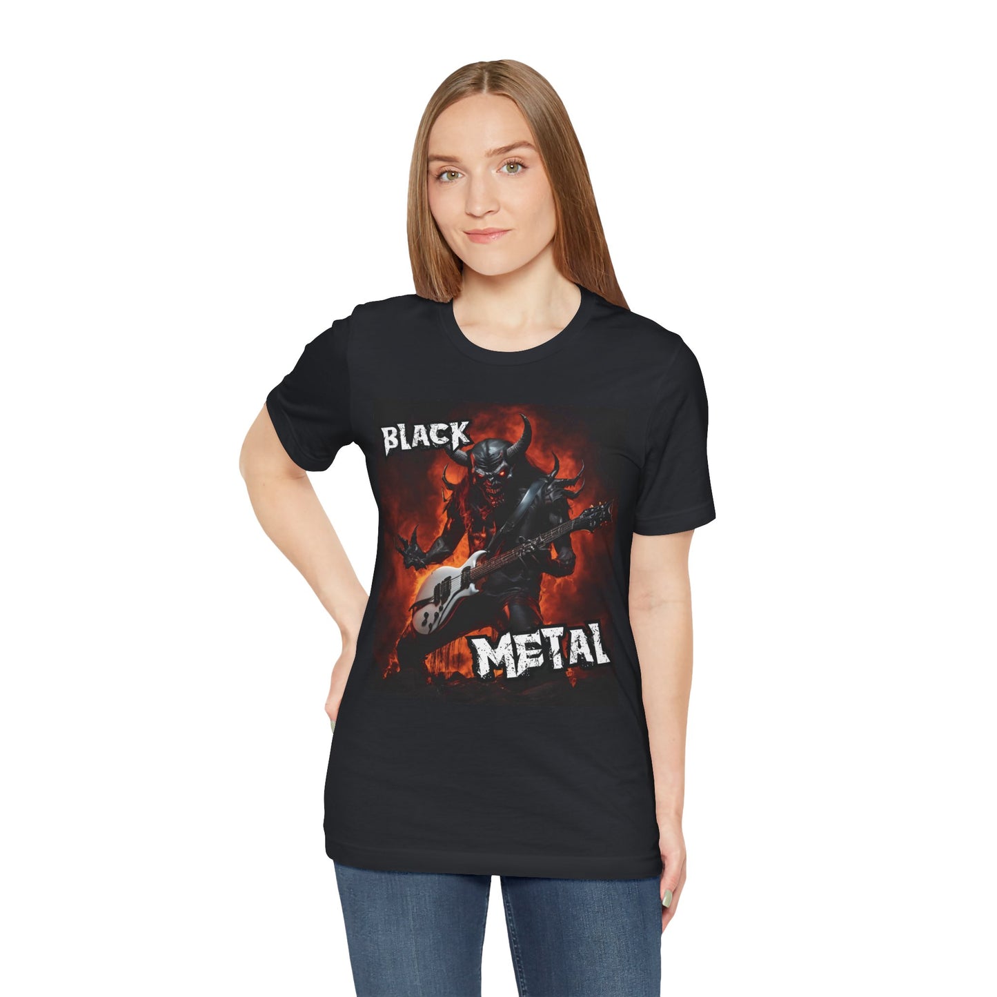 Black Metal - Guitar Player - Unisex Jersey Short Sleeve Tee