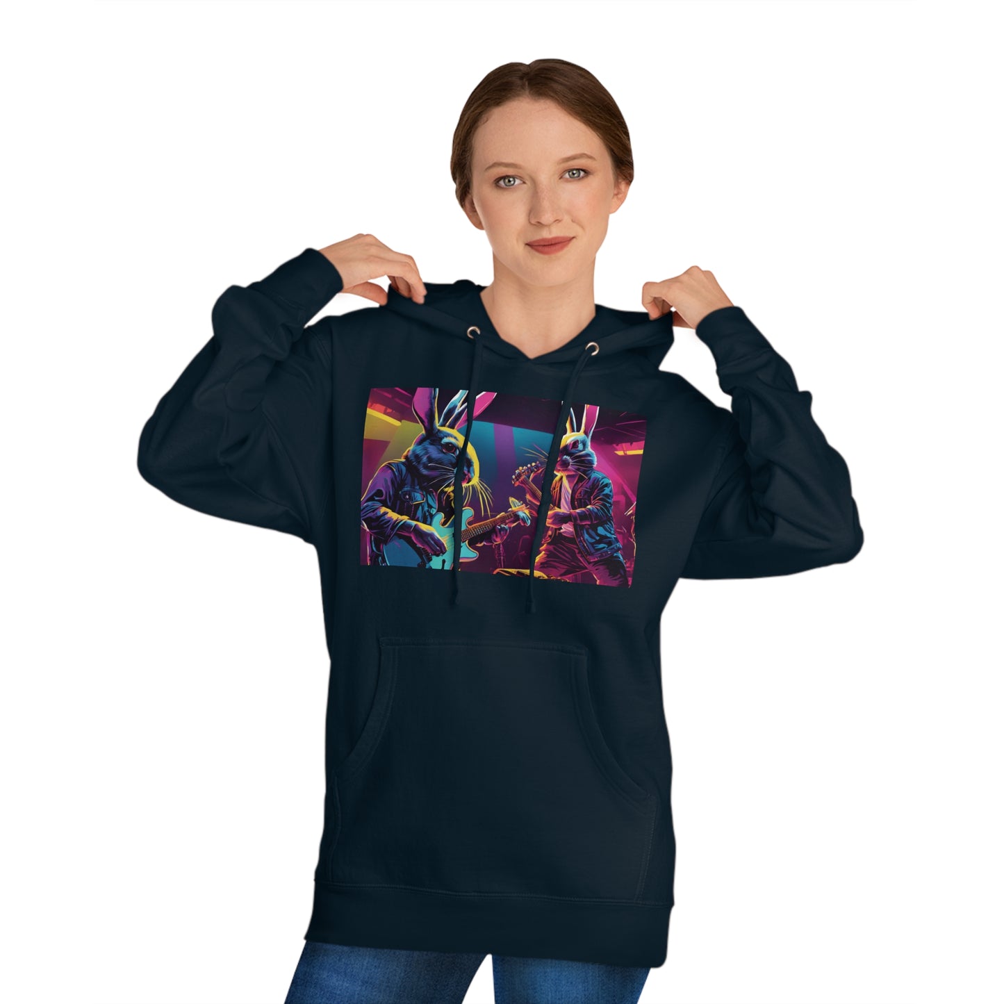 Bunny Rock Band - Unisex Hooded Sweatshirt