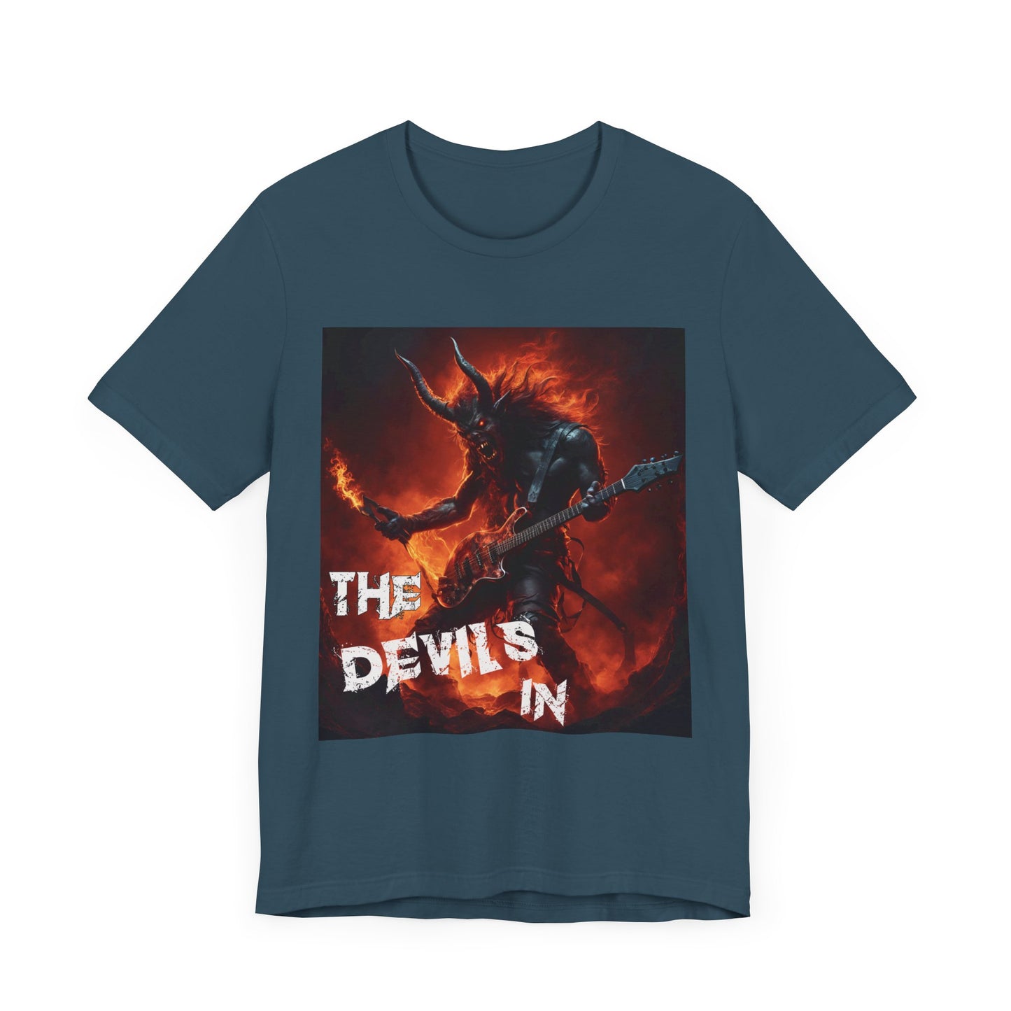 The Devils In - Fire Demon Guitar & Torch - Unisex Jersey Short Sleeve Tee