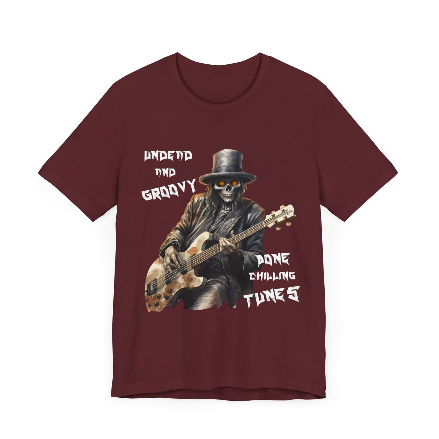 Undead and Groovy - Skeleton Guitar Player Unisex Jersey Short Sleeve Tee