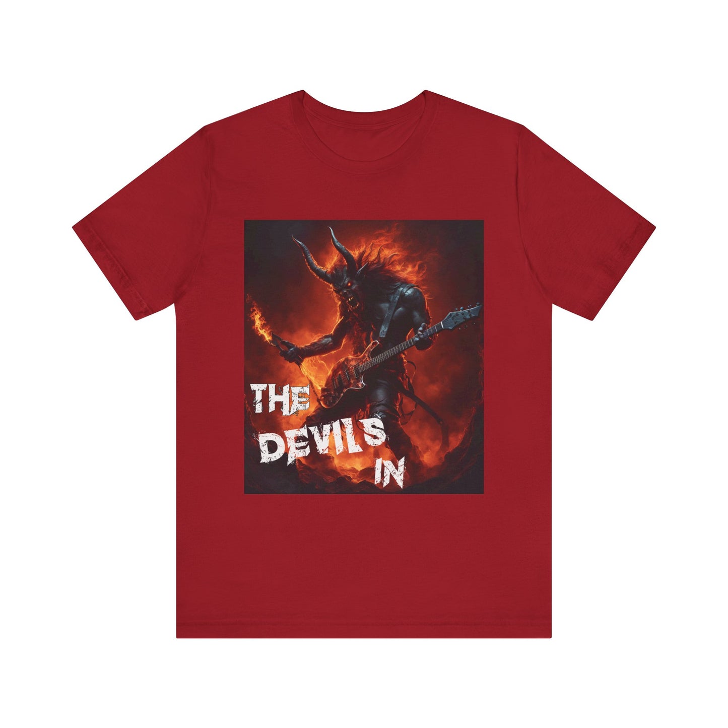 The Devils In - Fire Demon Guitar & Torch - Unisex Jersey Short Sleeve Tee