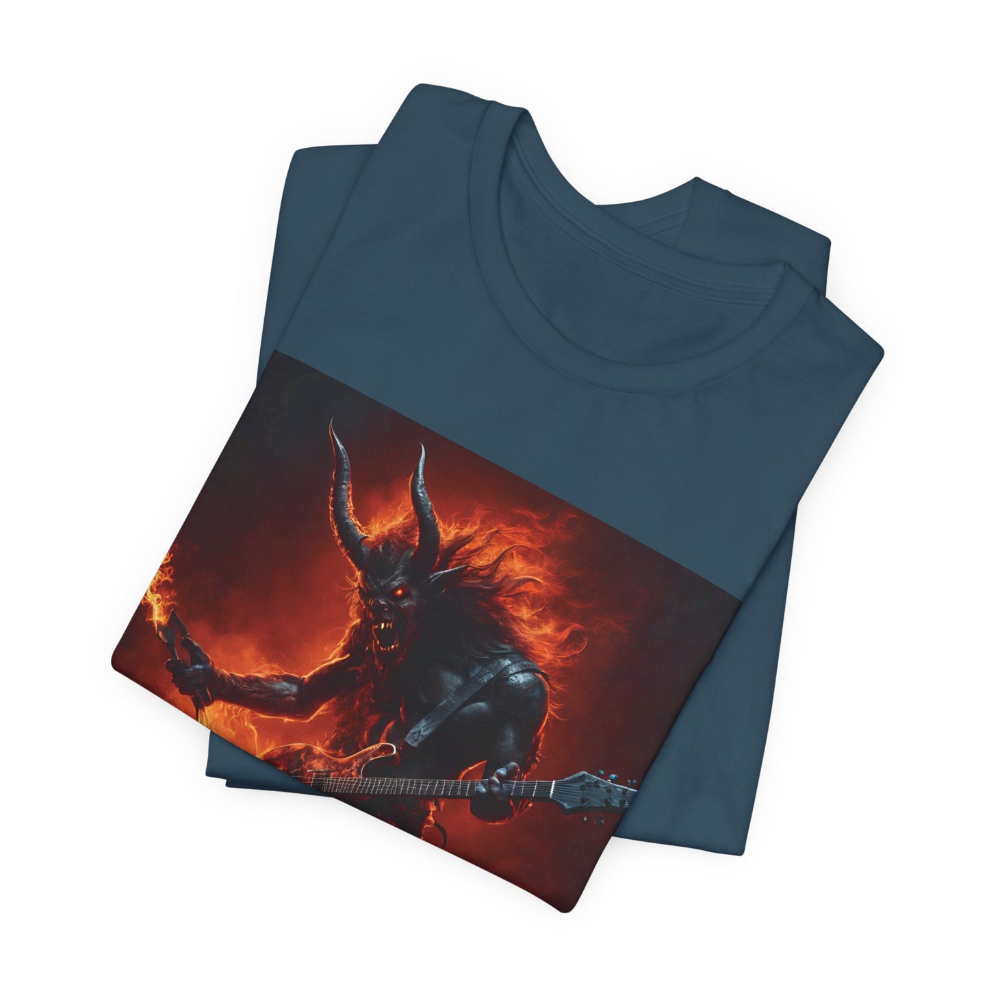 The Devils In - Fire Demon Guitar & Torch - Unisex Jersey Short Sleeve Tee