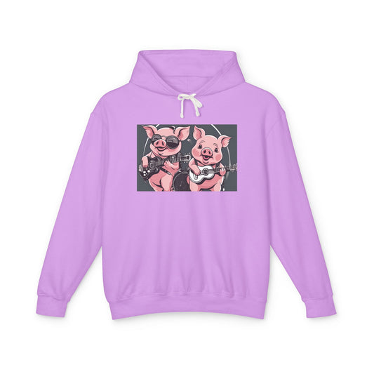 Pig Rock Band - Unisex Lightweight Hooded Sweatshirt