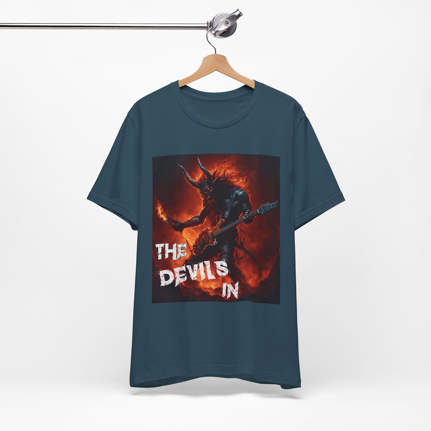 The Devils In - Fire Demon Guitar & Torch - Unisex Jersey Short Sleeve Tee