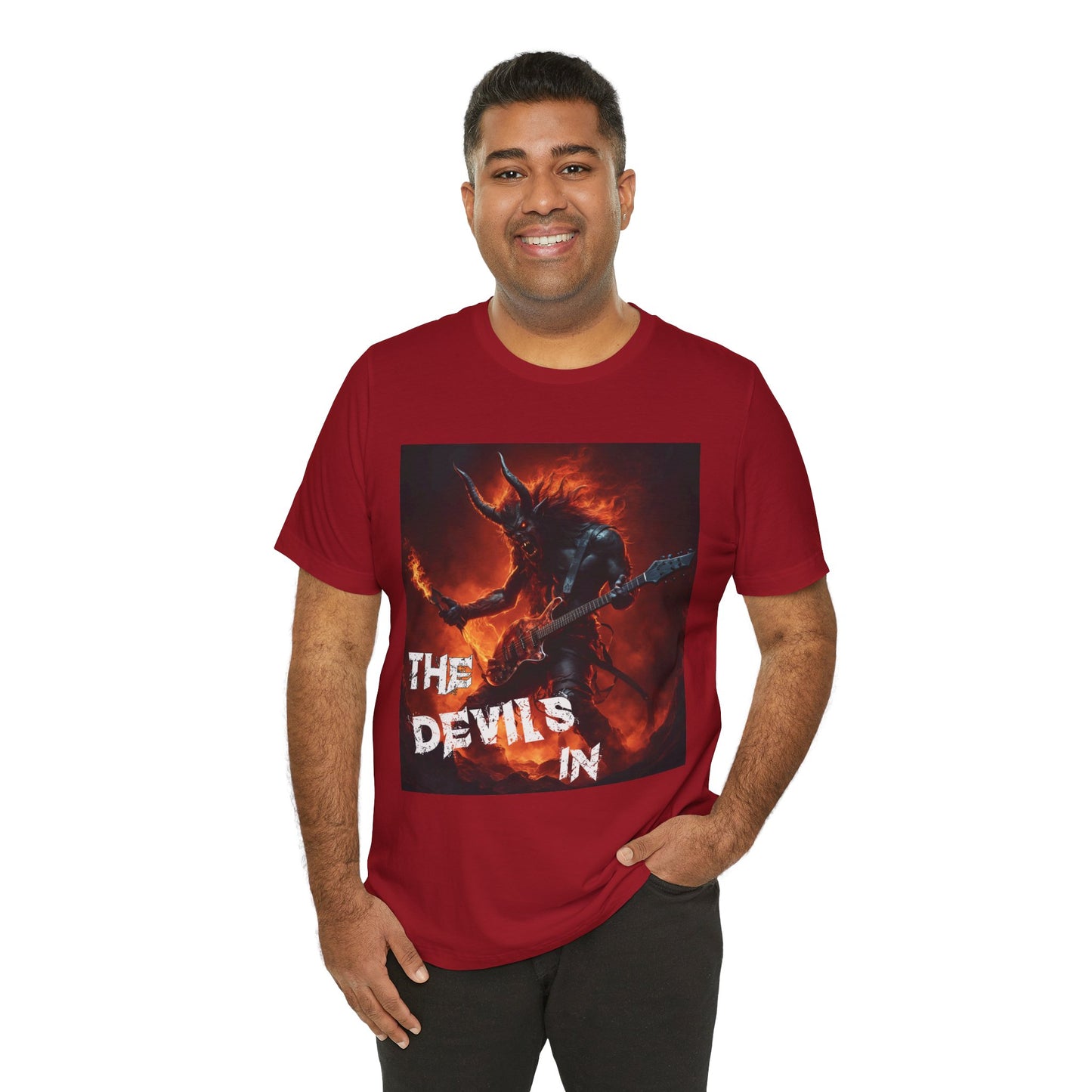 The Devils In - Fire Demon Guitar & Torch - Unisex Jersey Short Sleeve Tee