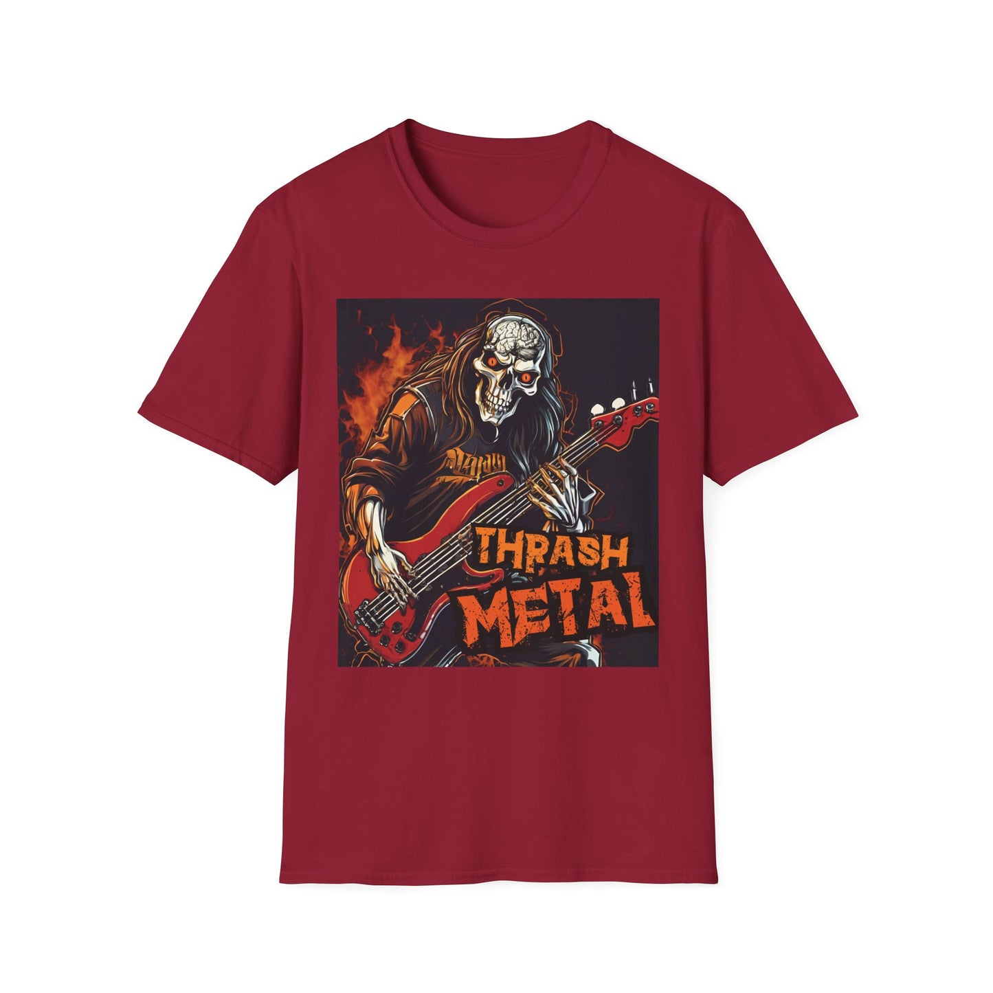 Thrash Metal - Fire Bass Player - Unisex Softstyle T-Shirt