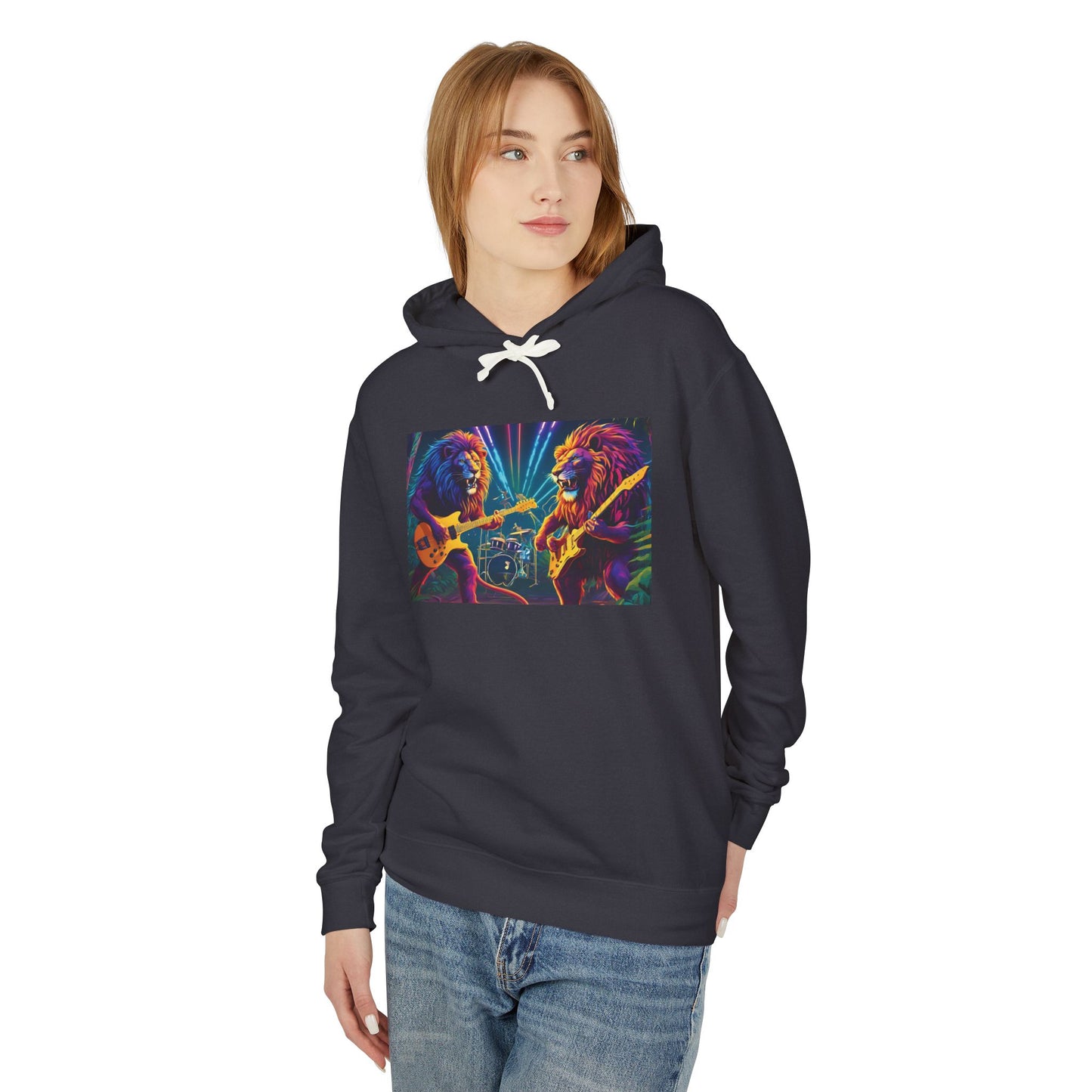 Lion's Rock Band - Unisex Lightweight Hooded Sweatshirt