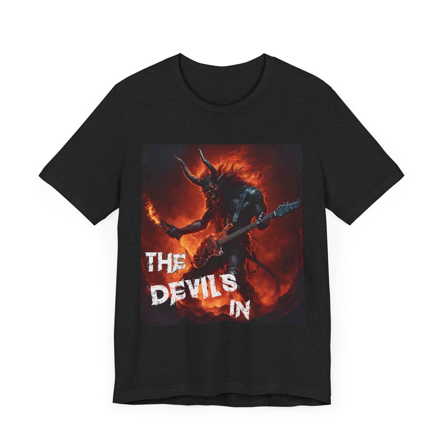 The Devils In - Fire Demon Guitar & Torch - Unisex Jersey Short Sleeve Tee