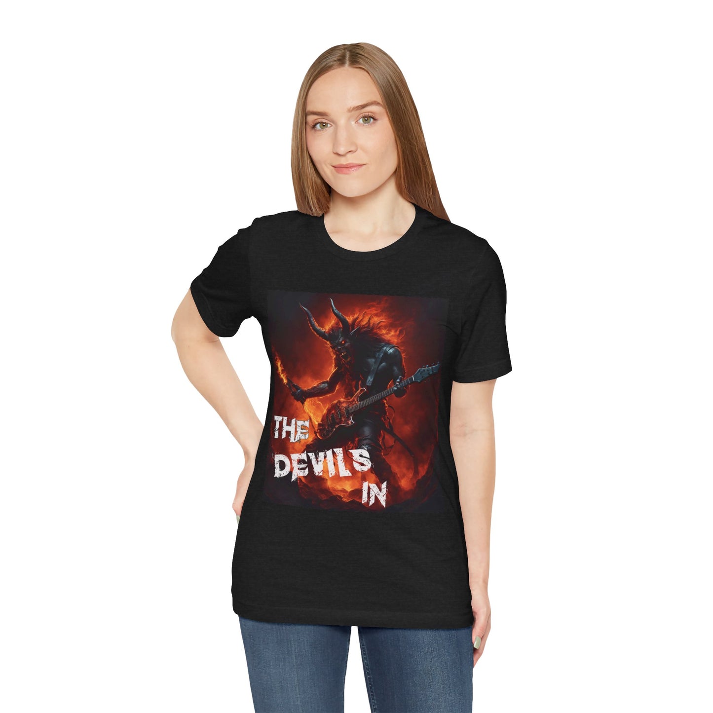 The Devils In - Fire Demon Guitar & Torch - Unisex Jersey Short Sleeve Tee