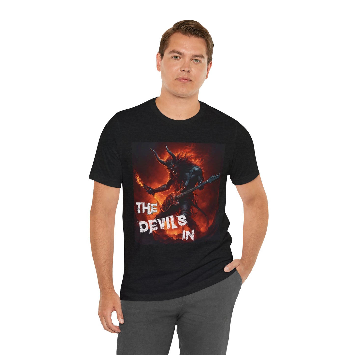 The Devils In - Fire Demon Guitar & Torch - Unisex Jersey Short Sleeve Tee